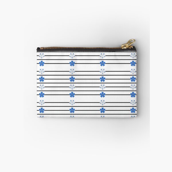 Item preview, striped Pattern with Blue flowers - { white background } designed and sold by Heavdaiin.