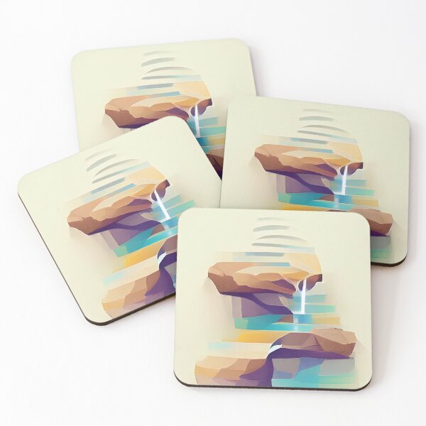 Item preview, title: beautiful waterfall minimalist digital illustration designed and sold by AIArtwork21.
