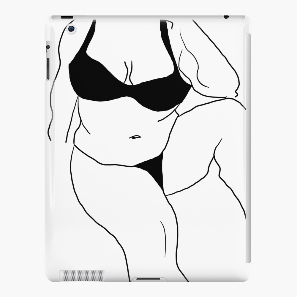 Funda Y Vinilo Para Ipad Línea De Cuerpo De Mujer Desnuda Línea De Cuerpo De Niña Abstracta 0114