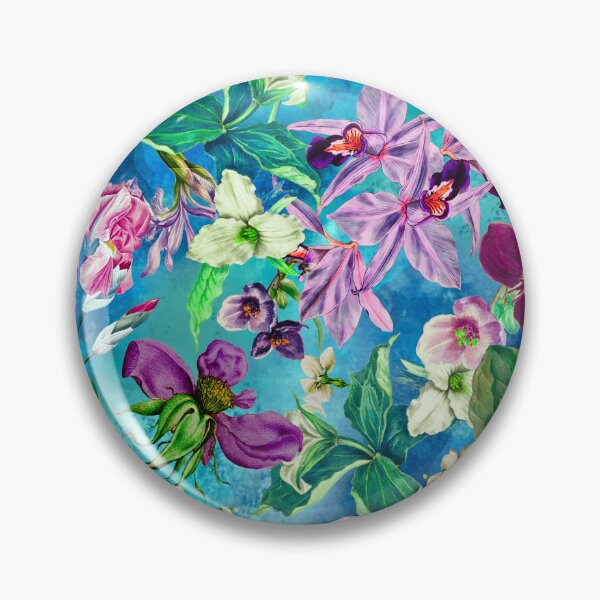 Artikelvorschau, Exotischer verträumter Blumenhimmel, botanische Illustration, Blumenmuster, blau-türkises Blumenmuster entworfen und verkauft von ZeinabTaha.