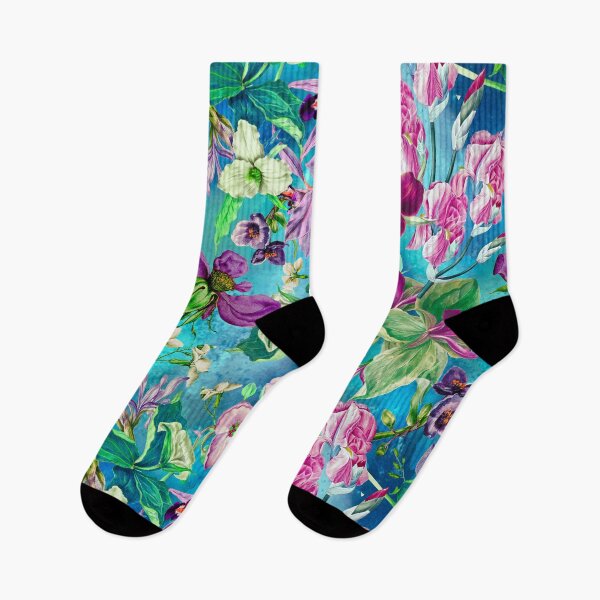 Item preview, Exotic dreamy floral heaven, botanical illustration, flowers pattern, blue turquoise floral designed and sold by ZeinabTaha.