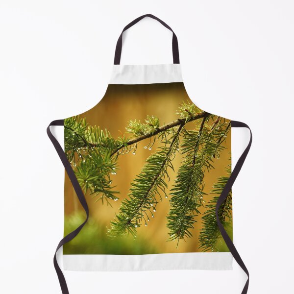 Item preview, Pine Branches with Raindrops on a Golden Background. designed and sold by Vivar Photo.