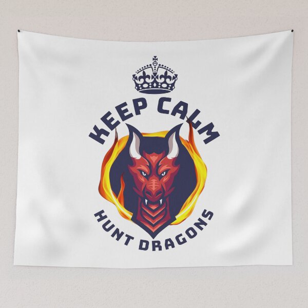 Item preview, Keep calm and hunt dragons, red dragon with ring of fire and crown designed and sold by Emily Roberts.