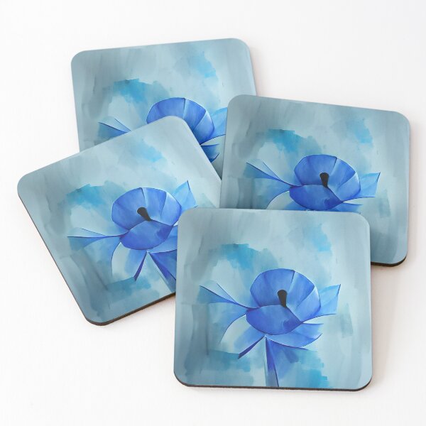 Item preview, title: blue flower minimalist watercolor designed and sold by AIArtwork21.