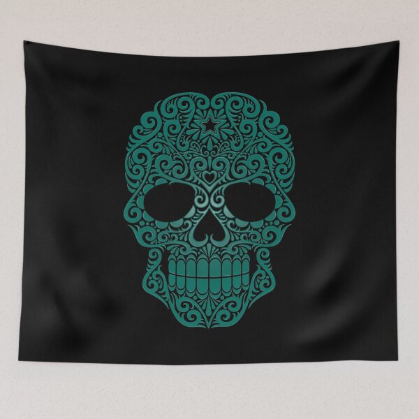 Item preview, Teal Blue Swirling Sugar Skull designed and sold by JeffBartels.
