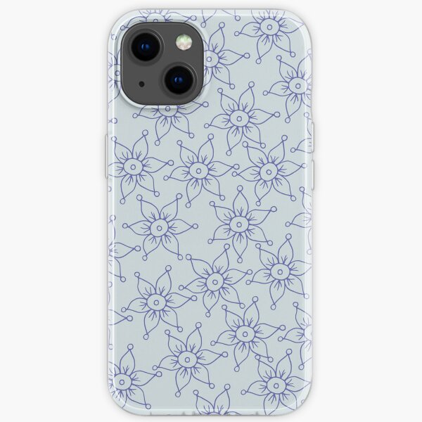 Happy Periwinkle Flowers on a Blue Background iPhone Soft Case