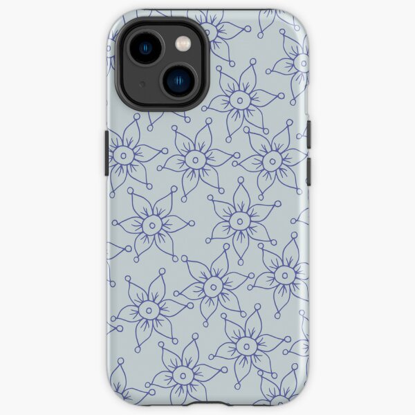 Happy Periwinkle Flowers on a Blue Background iPhone Tough Case