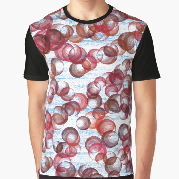 Red and white abstract bubbles print Graphic T-Shirt