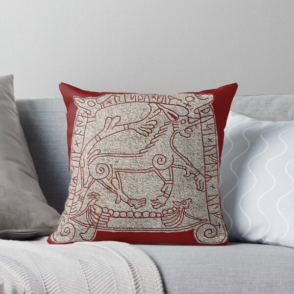 Item preview, VIKING RUNESTONE WITH WOLF FENRIR AND VIKING SHIPS OF RAGNAROK designed and sold by BulganLumini.
