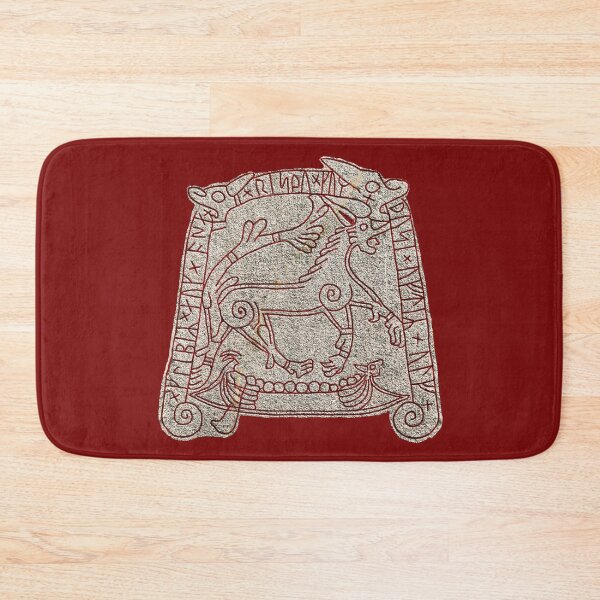 Item preview, VIKING RUNESTONE WITH WOLF FENRIR AND VIKING SHIPS OF RAGNAROK designed and sold by BulganLumini.