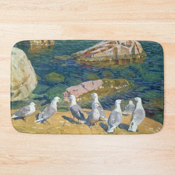 Item preview, Serenity by the Shore: A Group of Seagulls on a Rocky Beach designed and sold by SweetMySpot.