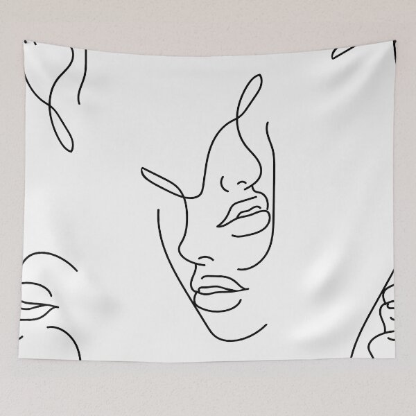 Item preview, white womens faces line drawings modern art hipster designed and sold by Gossip Rag.