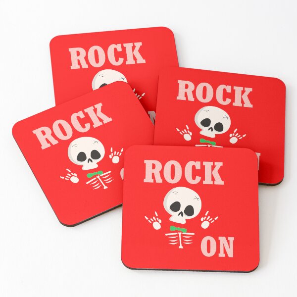 Item preview, Red Rock On Slogan With Cute Rock Hands Skeleton designed and sold by Mrspink16.