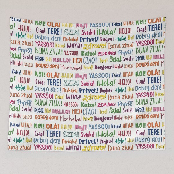 Item preview, The word Hello in different languages ,  text in many colors on white. Say HI! designed and sold by marina63.