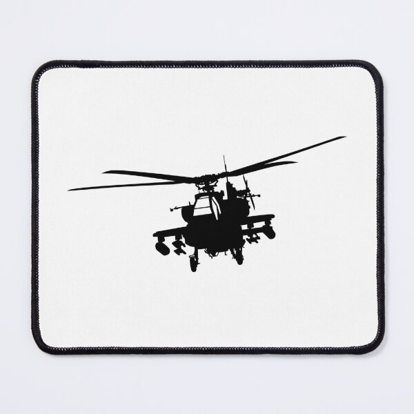 Artikelvorschau, AH-64 Apache Militärflugzeug Hubschrauber Angriff fliegen, Longbow Air Force Militärhubschrauber Silhouette entworfen und verkauft von Marcin Adrian.