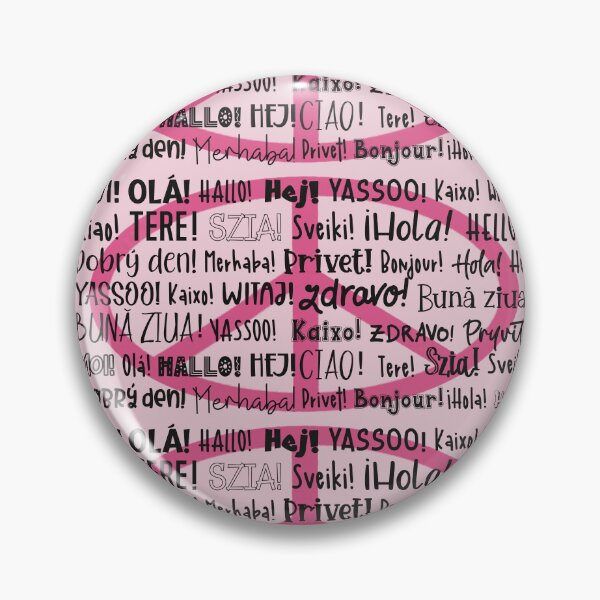 Item preview, The word Hello in different languages , black text on pink. Say HI and make PEACE! designed and sold by marina63.