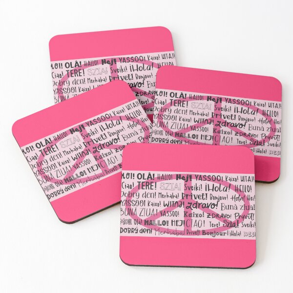 Item preview, The word Hello in different languages , black text on pink. Say HI and make PEACE! designed and sold by marina63.