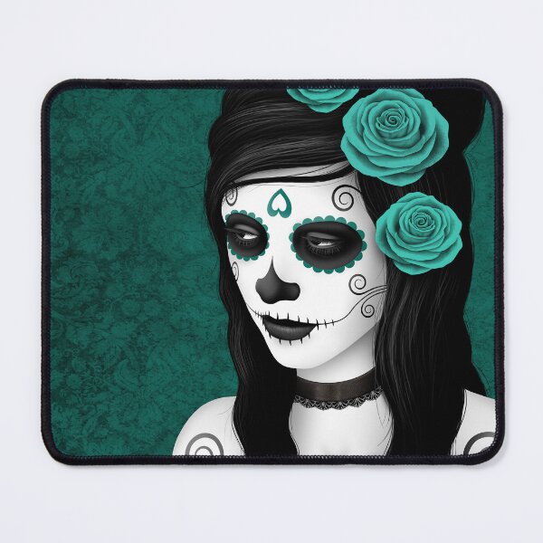 Item preview, Day of the Dead Girl with Teal Blue Roses designed and sold by JeffBartels.