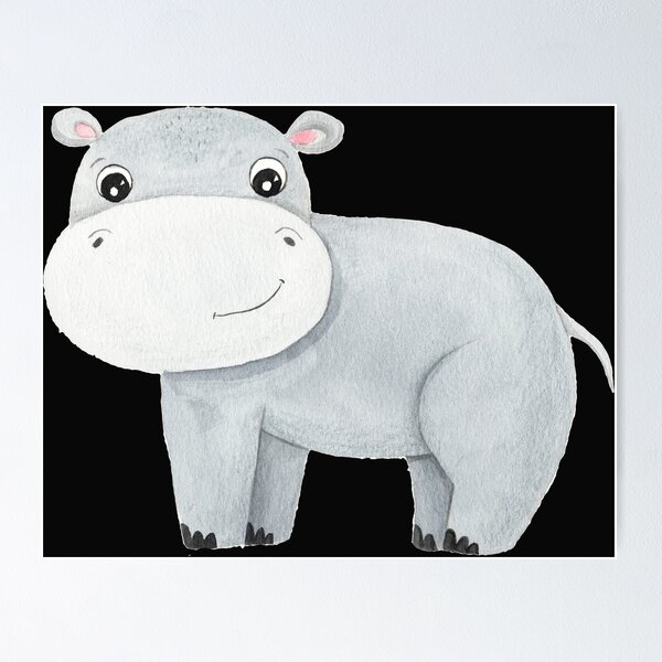 Item preview,  Funny Cute Hippo White Watercolor Tropical Animal Hippopotamus   designed and sold by Mr-Kawachi.