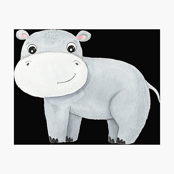 Item preview,  Funny Cute Hippo White Watercolor Tropical Animal Hippopotamus   designed and sold by Mr-Kawachi.