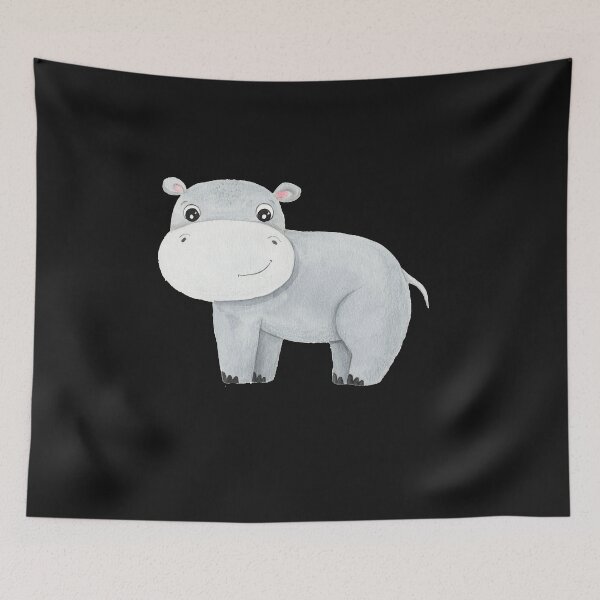 Item preview,  Funny Cute Hippo White Watercolor Tropical Animal Hippopotamus   designed and sold by Mr-Kawachi.