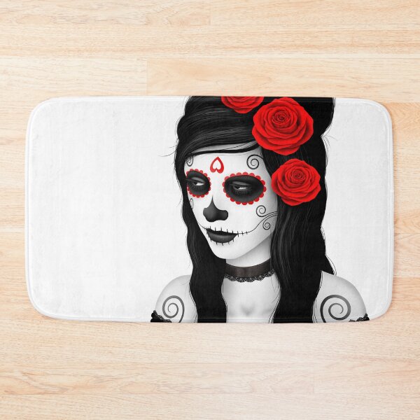 Item preview, Day of the Dead Girl with Red Roses on White designed and sold by JeffBartels.