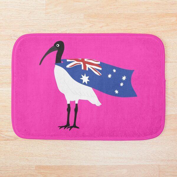 Aperçu de l'œuvre Drapeau de la fête nationale australienne Bin Chicken sur fond rose créée et vendue par Digitaldingo.