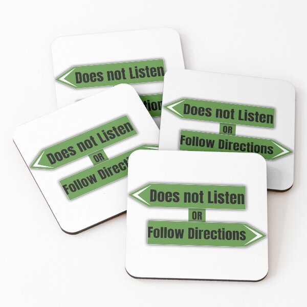 Item preview, Does not listen or follow directions green road signs designed and sold by Randa Ranmania.