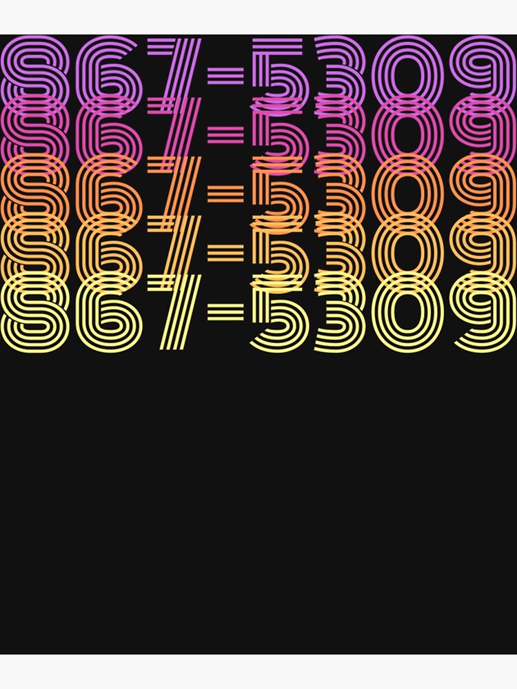 "8675309 1980s Famous Phone Number Song Lyrics Classic" Poster for