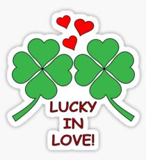 Lucky In Love Hearts Clover Sticker
