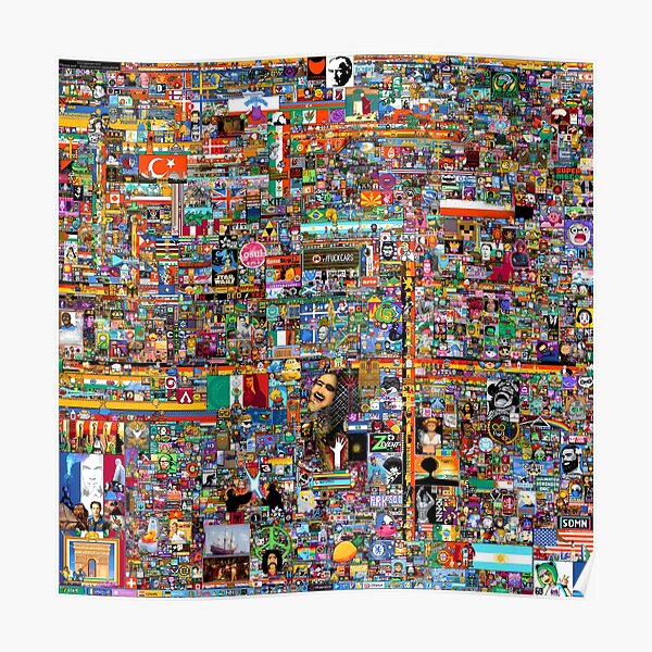 12k R Place 2022 Frame- Reddit 2022 - R/ Place 2022- Pixel War Poster