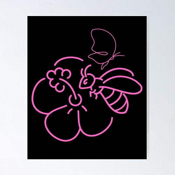 Item preview, Pink Bumblebee With Flowers & Butterfly Line Drawing Design designed and sold by EarthArtDesigns.