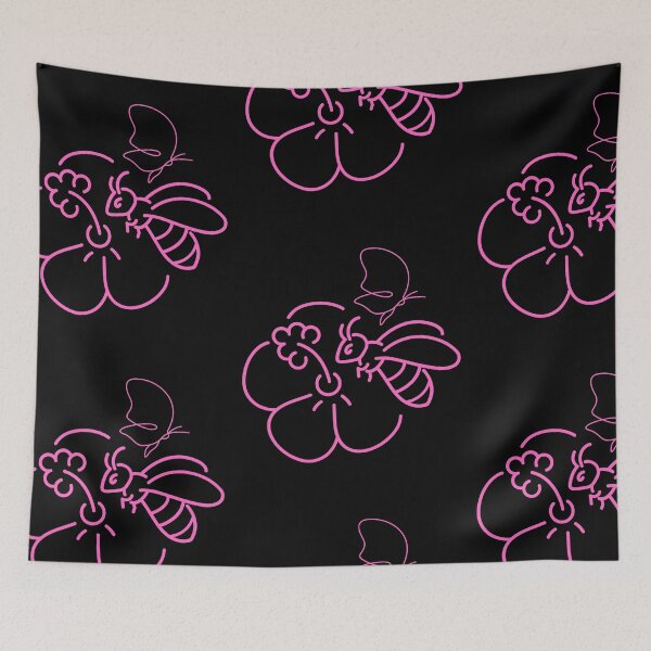 Item preview, Pink Bumblebee With Flowers & Butterfly Line Drawing Design designed and sold by EarthArtDesigns.