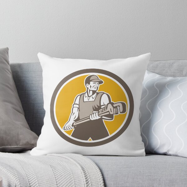 Item preview, Plumber Holding Giant Wrench Retro Circle designed and sold by patrimonio.