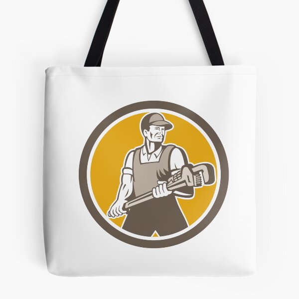 Item preview, Plumber Holding Giant Wrench Retro Circle designed and sold by patrimonio.
