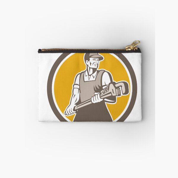 Item preview, Plumber Holding Giant Wrench Retro Circle designed and sold by patrimonio.
