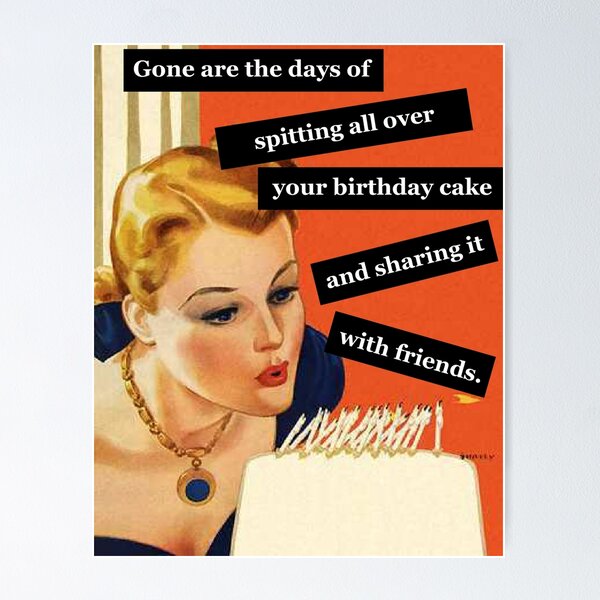 Item preview, Funny Retro Vintage Birthday Cake Blowing Out Candles designed and sold by GreenCarbon2112.