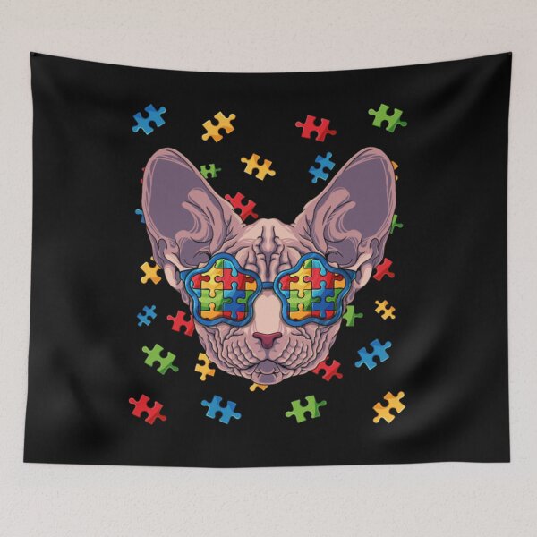 Item preview, Austism awareness sphynx cat puzzle autistic designed and sold by jackienorfolkal.