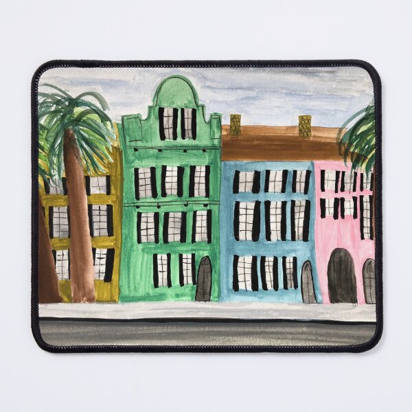 Item preview, Charleston Rainbow Row watercolor designed and sold by BissyCollective.