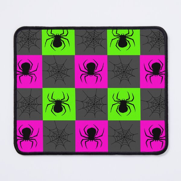 Item preview, Hot pink, green ,grey and black checkered with spiders and webs designed and sold by DemonicGloom.