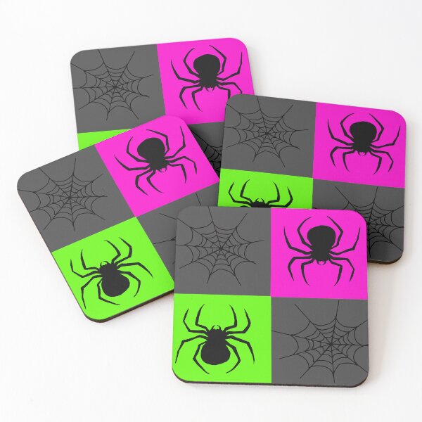 Item preview, Hot pink, green ,grey and black checkered with spiders and webs designed and sold by DemonicGloom.