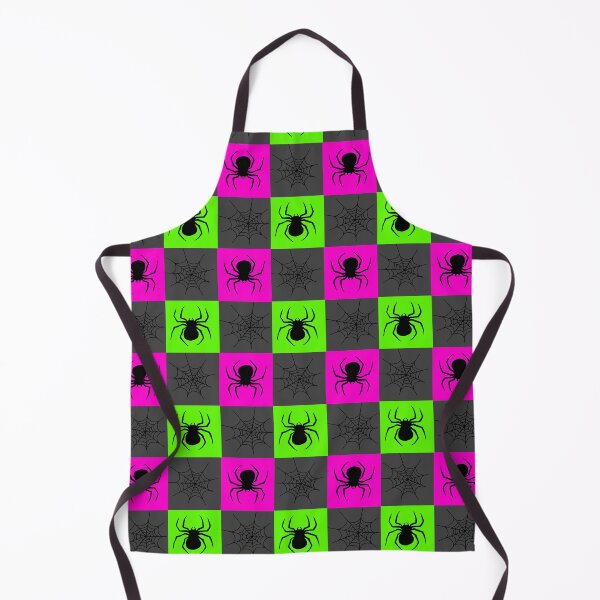 Item preview, Hot pink, green ,grey and black checkered with spiders and webs designed and sold by DemonicGloom.
