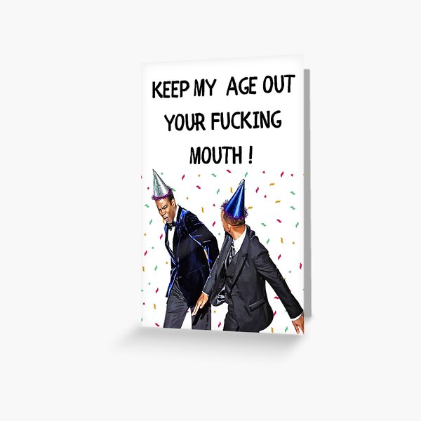 will smith slap meme funny birthday gift card Greeting Card