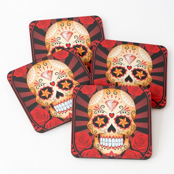 Item preview, Red Sugar Skull with Roses designed and sold by JeffBartels.