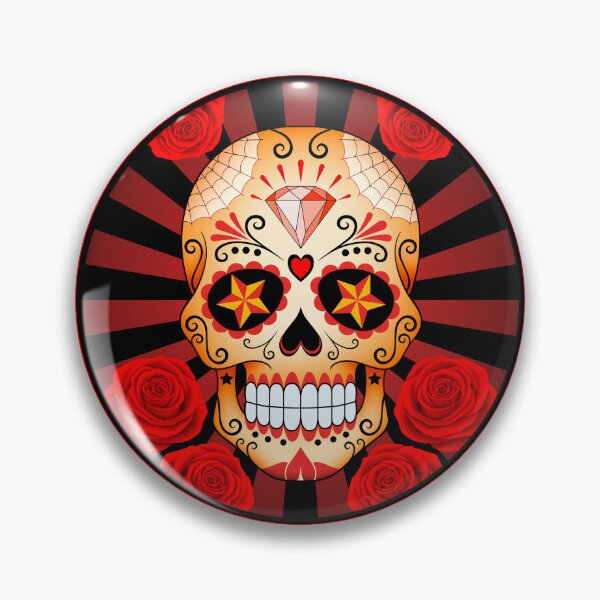 Item preview, Red Sugar Skull with Roses designed and sold by JeffBartels.