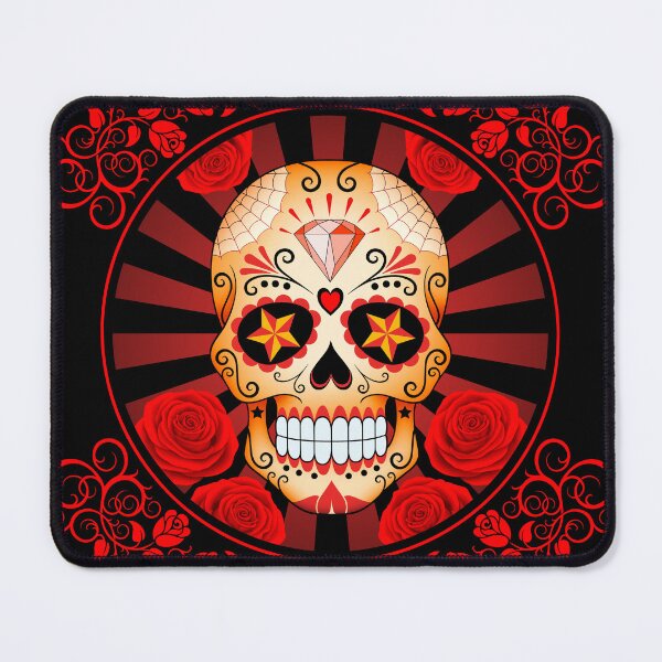 Item preview, Red Sugar Skull with Roses designed and sold by JeffBartels.