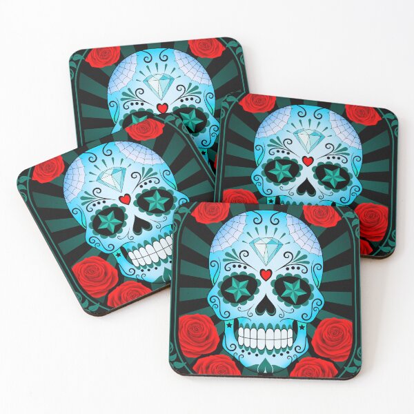 Item preview, Blue Sugar Skull with Roses  designed and sold by JeffBartels.