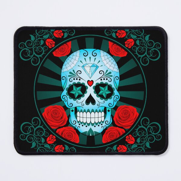 Item preview, Blue Sugar Skull with Roses designed and sold by JeffBartels.
