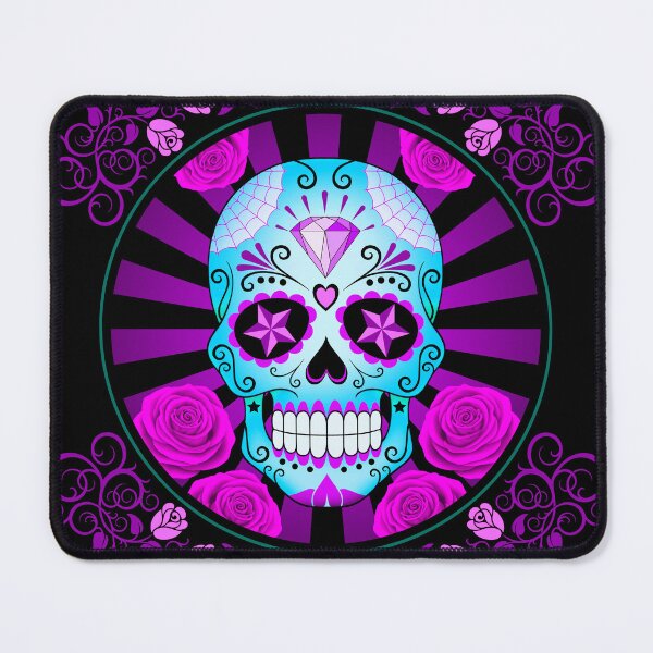 Item preview, Blue and Purple Sugar Skull with Roses  designed and sold by JeffBartels.