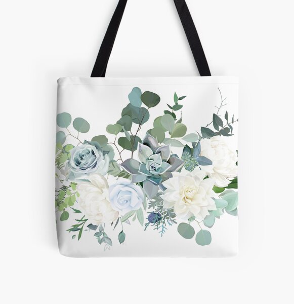 Artikel-Vorschau von Silbernes Salbeigrün, Minze, Blau, weiße Blumen Vektordesign Frühlingsstrauß., designt und verkauft von lavendertime.